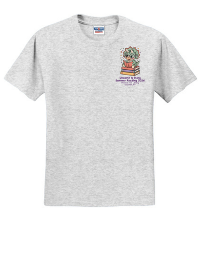 Minerva Free Library Fundraiser Cotton Short Sleeve Shirt -  Gray
