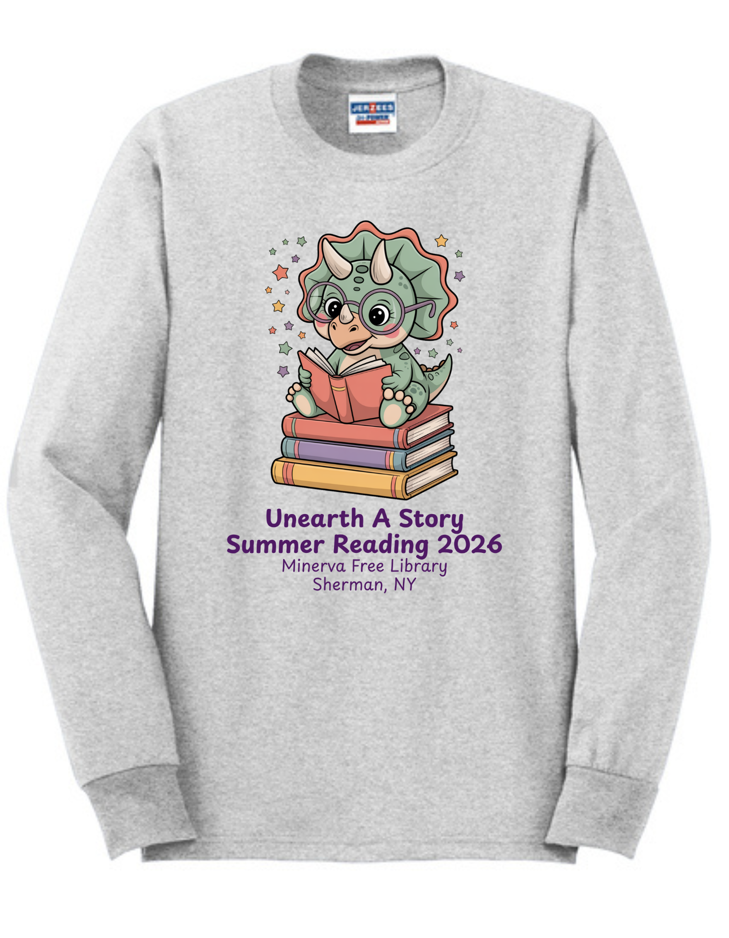 Minerva Free Library Fundraiser Cotton Long Sleeve Shirt - Gray