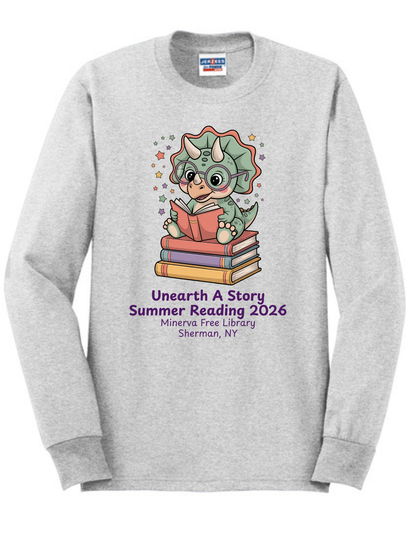 Minerva Free Library Fundraiser Cotton Long Sleeve Shirt - Gray