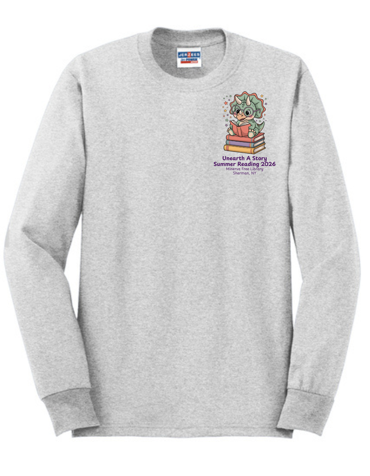 Minerva Free Library Fundraiser Cotton Long Sleeve Shirt - Gray