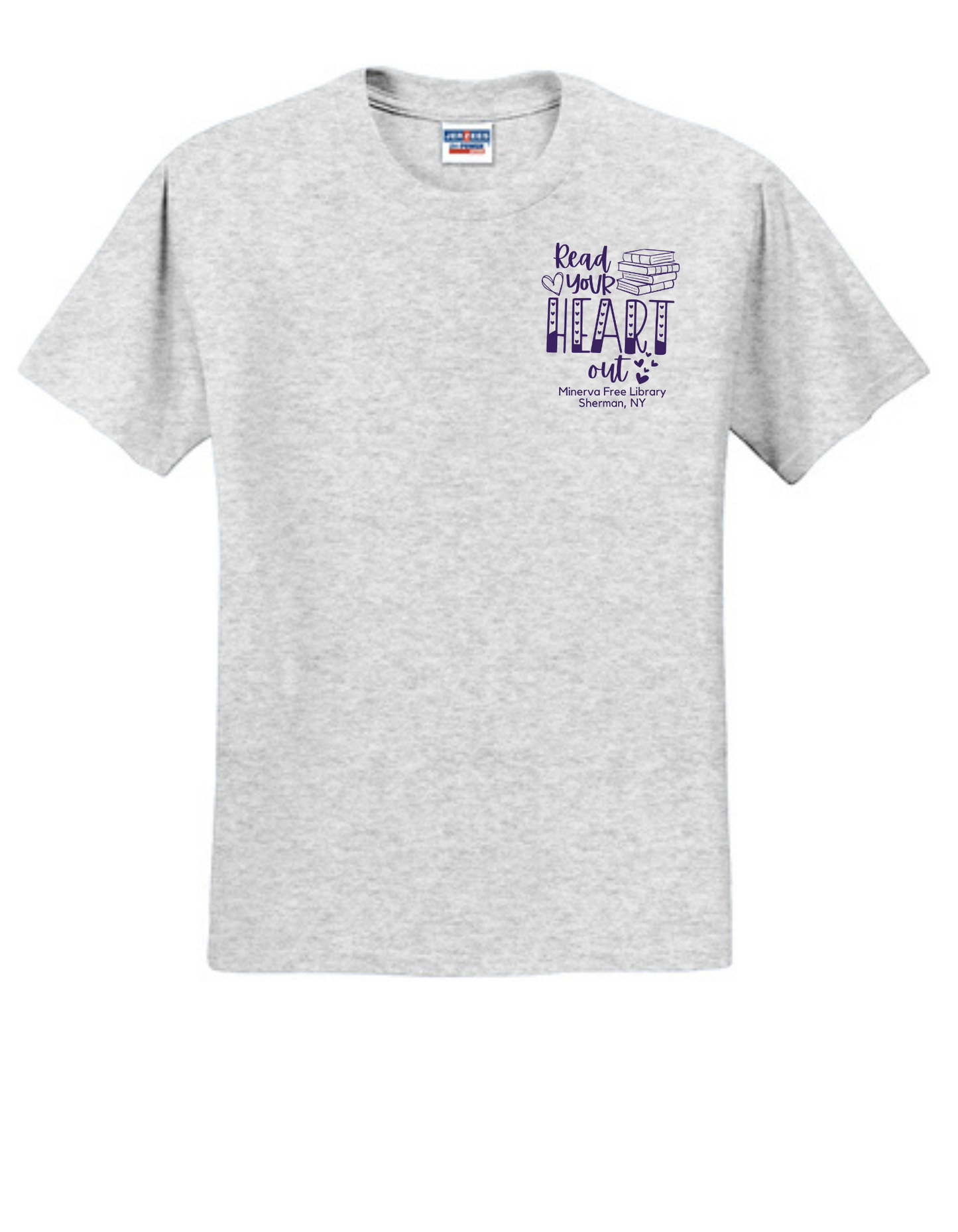Minerva Free Library Fundraiser Cotton Short Sleeve Shirt -  Gray
