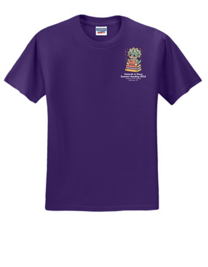 Minerva Free Library Fundraiser Cotton Short Sleeve Shirt -  Purple