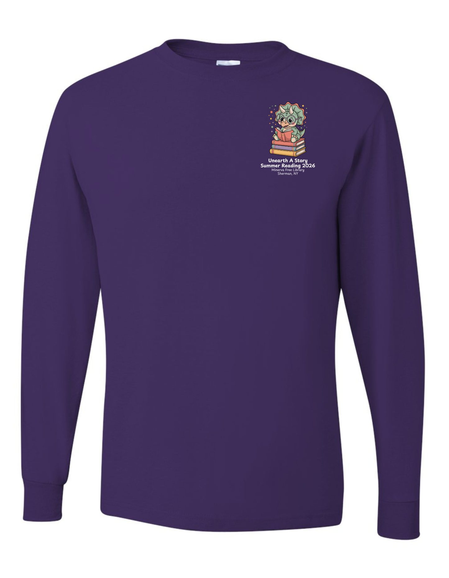 Minerva Free Library Fundraiser Cotton Long Sleeve Shirt - Purple