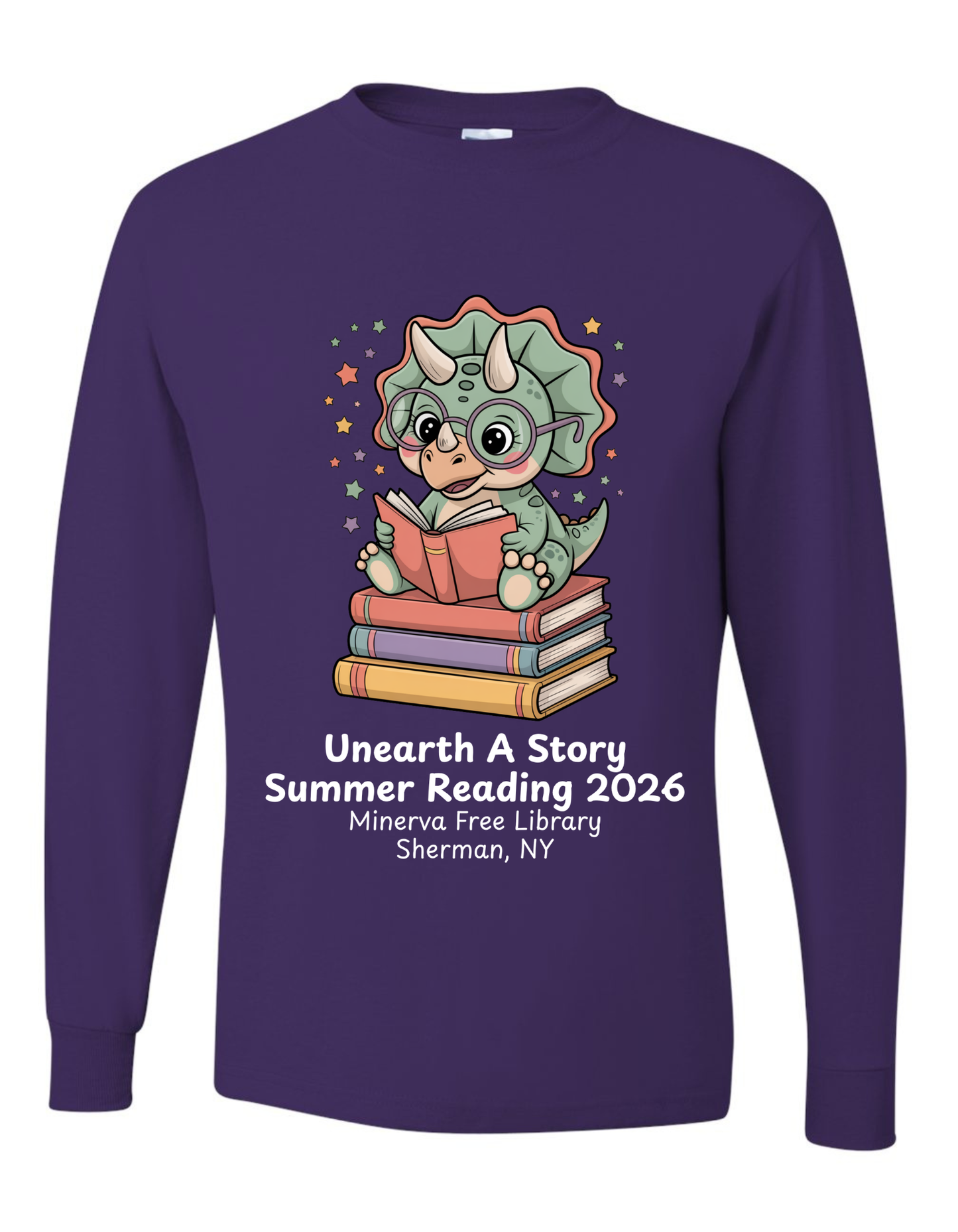 Minerva Free Library Fundraiser Cotton Long Sleeve Shirt - Purple