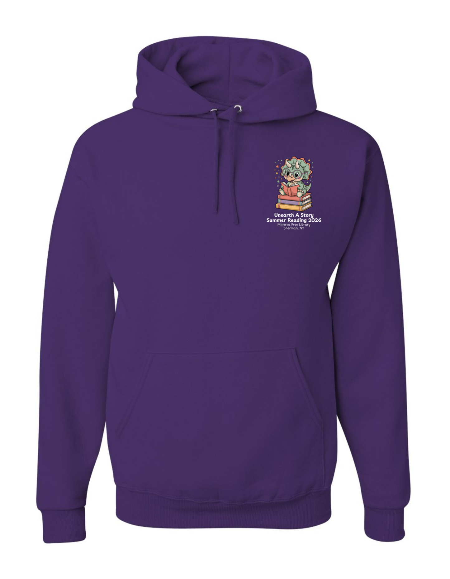 Minerva Free Library Fundraiser Cotton Hooded Sweatshirt - Purple