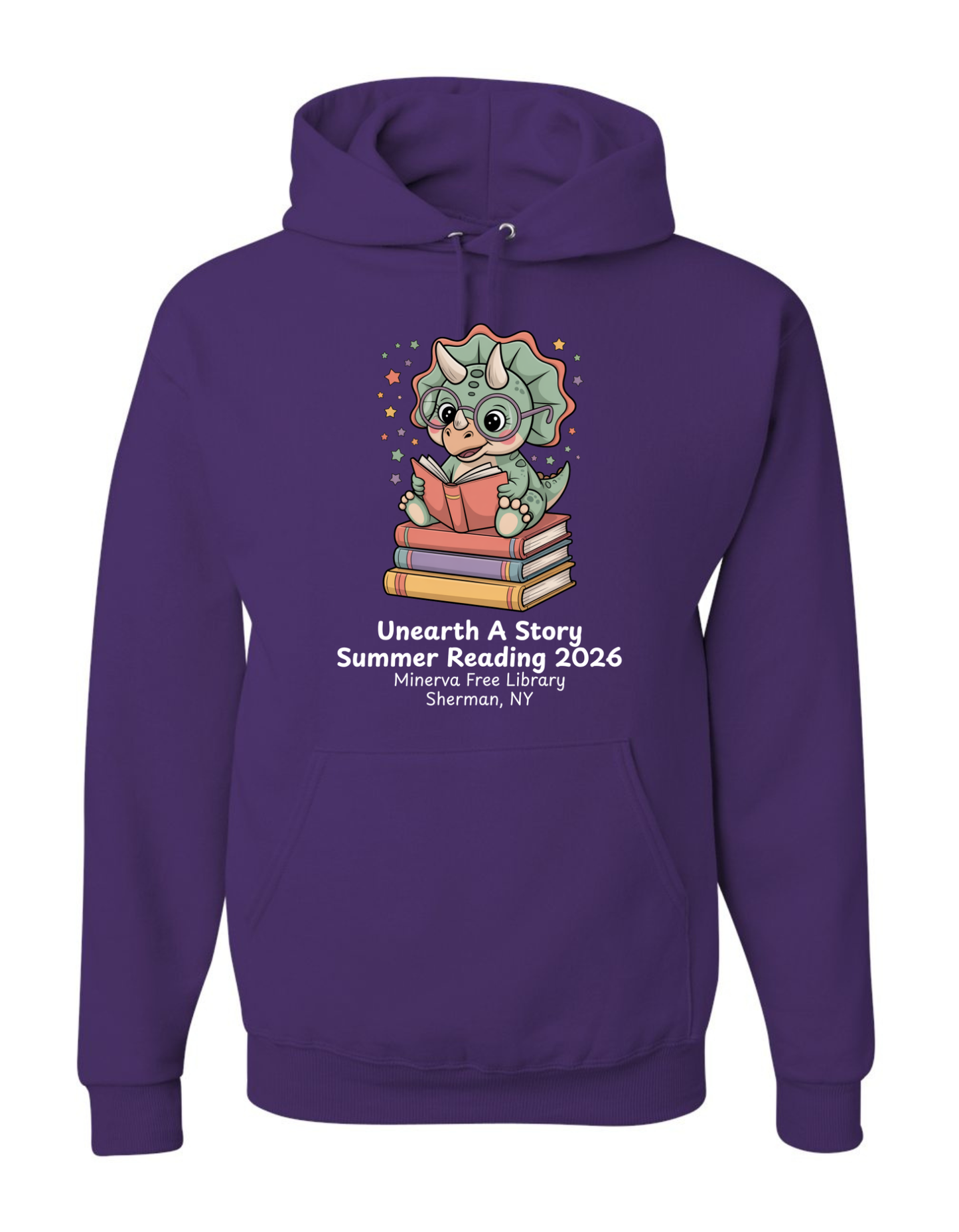 Minerva Free Library Fundraiser Cotton Hooded Sweatshirt - Purple
