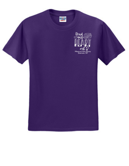 Minerva Free Library Fundraiser Cotton Short Sleeve Shirt -  Purple