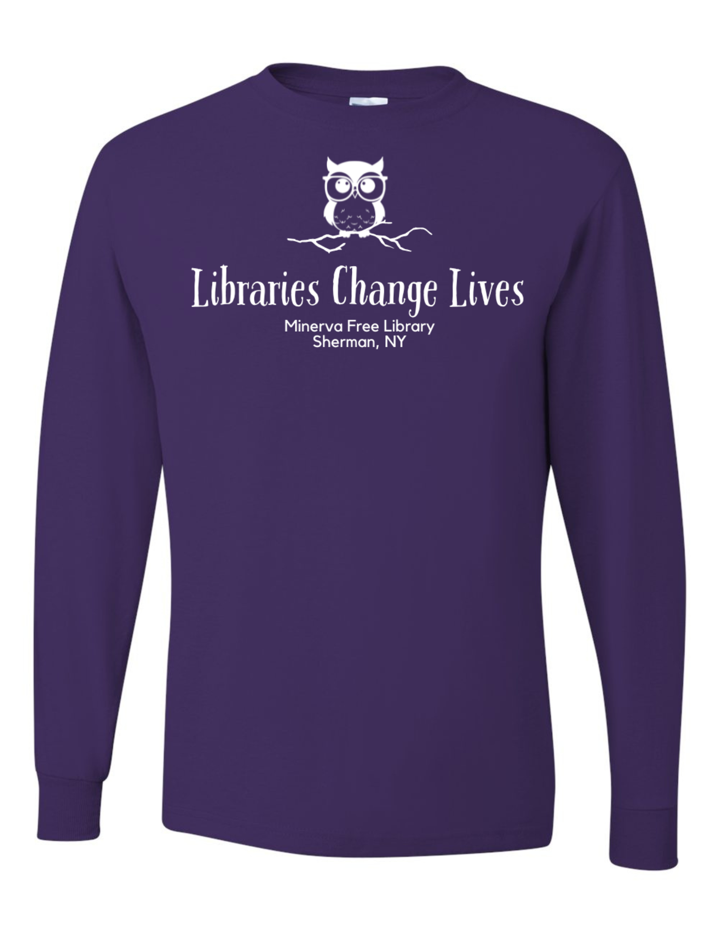 Minerva Free Library Fundraiser Cotton Long Sleeve Shirt - Purple