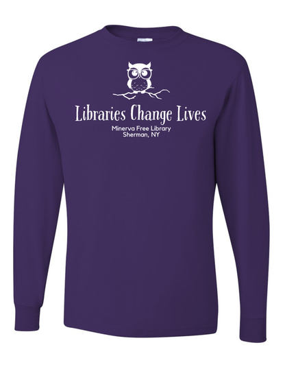 Minerva Free Library Fundraiser Cotton Long Sleeve Shirt - Purple