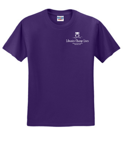 Minerva Free Library Fundraiser Cotton Short Sleeve Shirt -  Purple