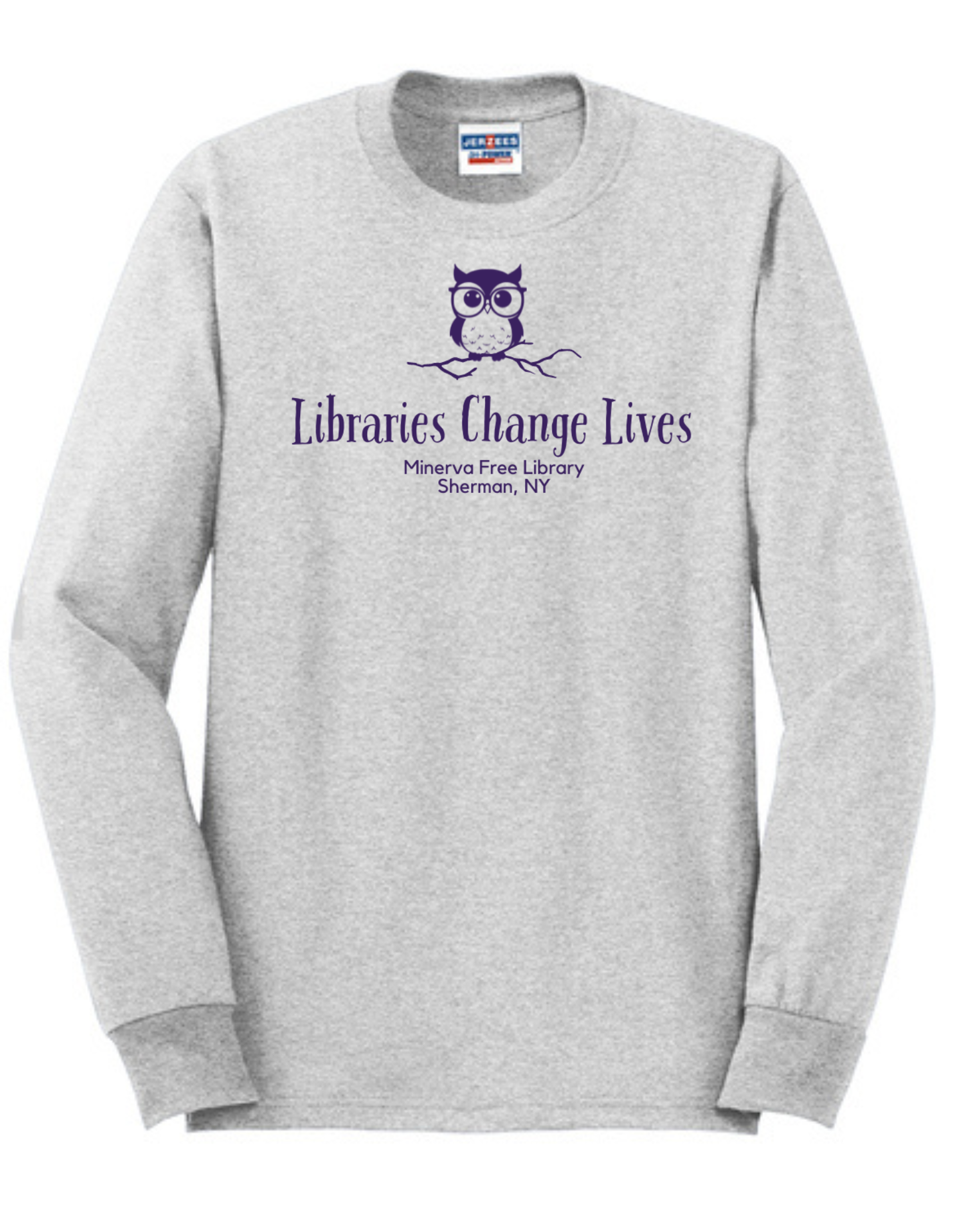 Minerva Free Library Fundraiser Cotton Long Sleeve Shirt - Gray