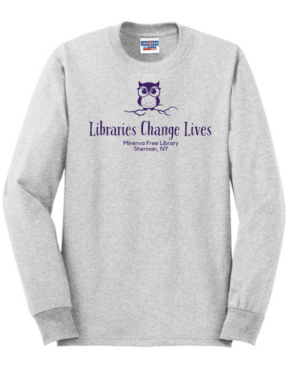 Minerva Free Library Fundraiser Cotton Long Sleeve Shirt - Gray