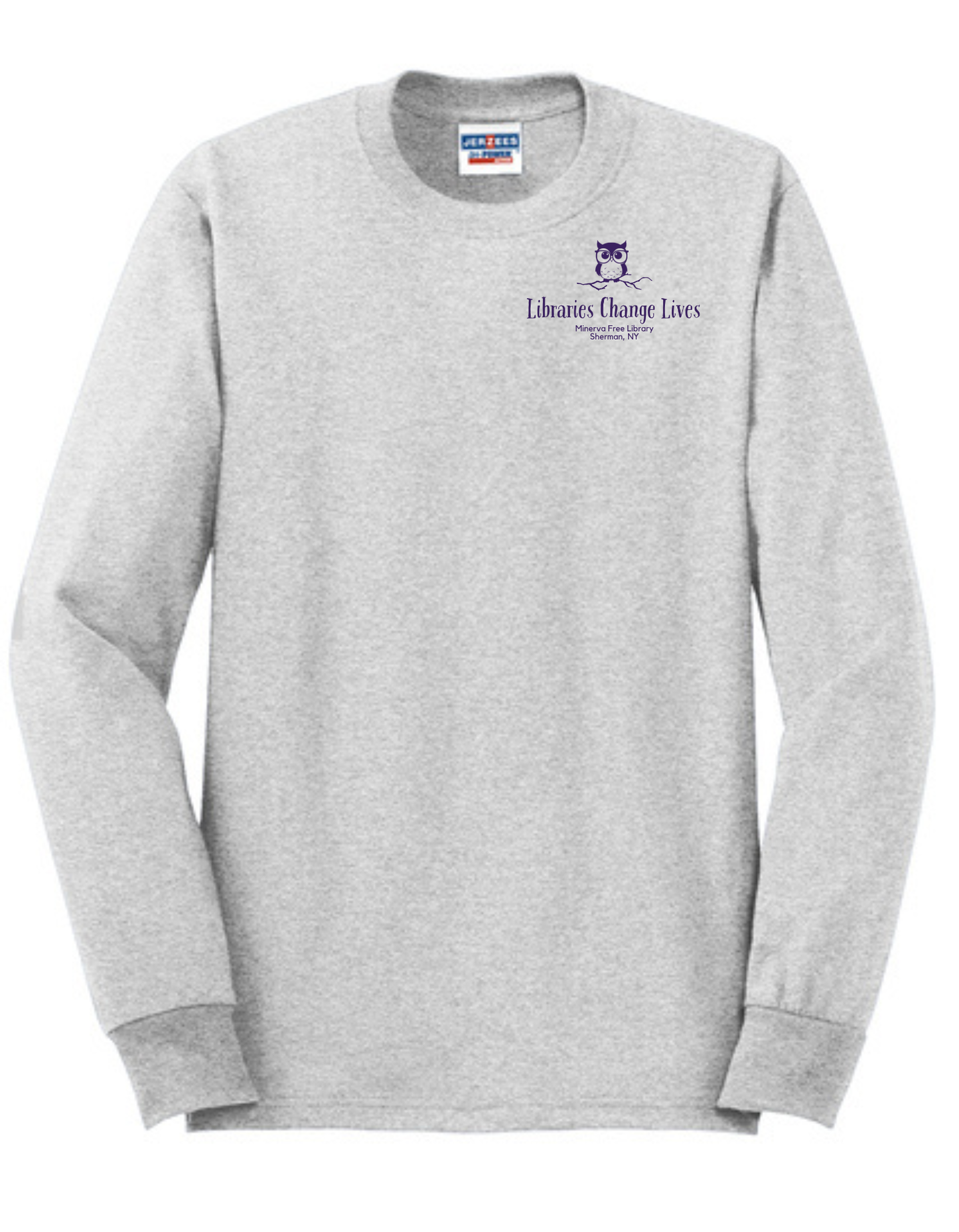 Minerva Free Library Fundraiser Cotton Long Sleeve Shirt - Gray