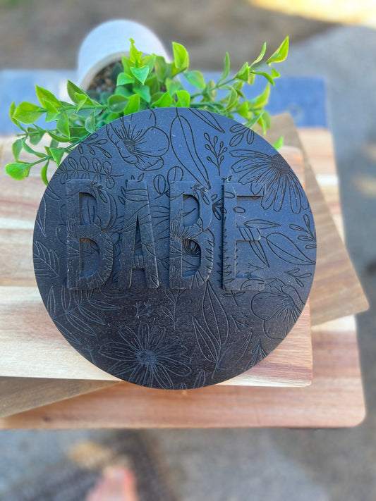 BABE floral nursery round - Sweet Pea Designs - Gift Shop