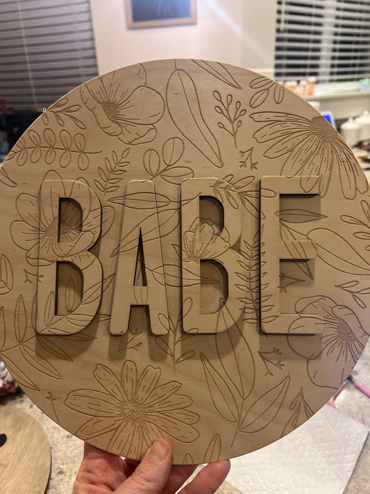 BABE floral nursery round - Sweet Pea Designs - Gift Shop