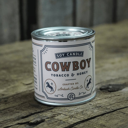 Cowboy | Tobacco + Honey 8oz Soy Candle - Sweet Pea Designs - Gift Shop