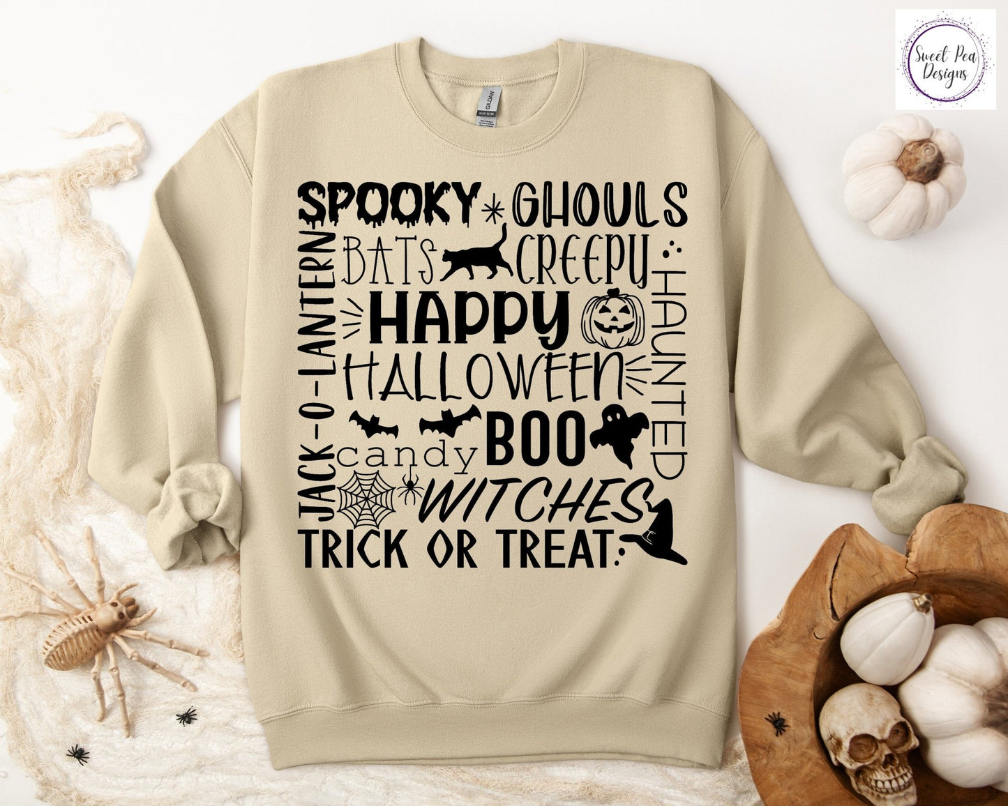 Graphic Cotton Crew Sweatshirt - Halloween - Sweet Pea Designs - Gift Shop