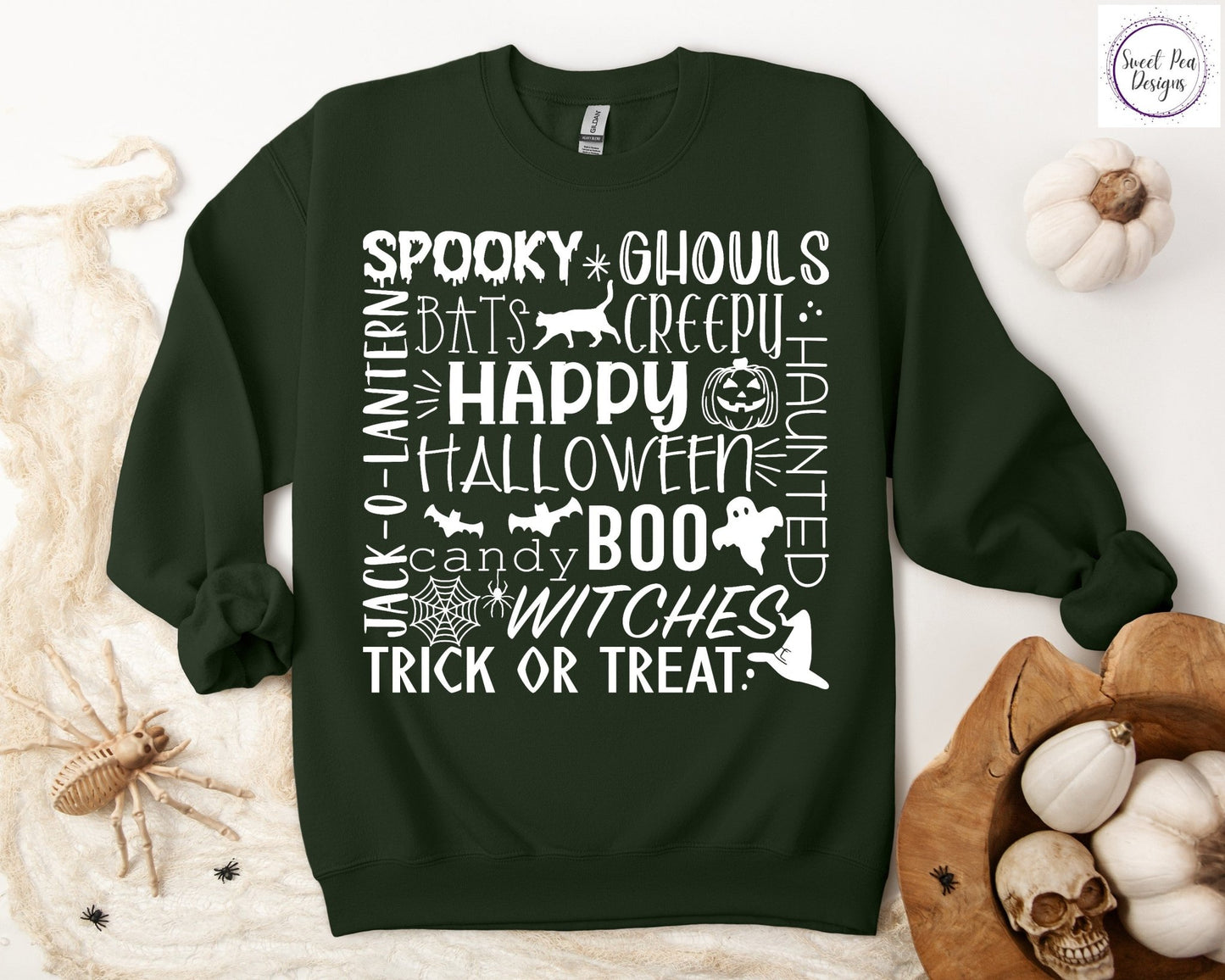 Graphic Cotton Crew Sweatshirt - Halloween - Sweet Pea Designs - Gift Shop