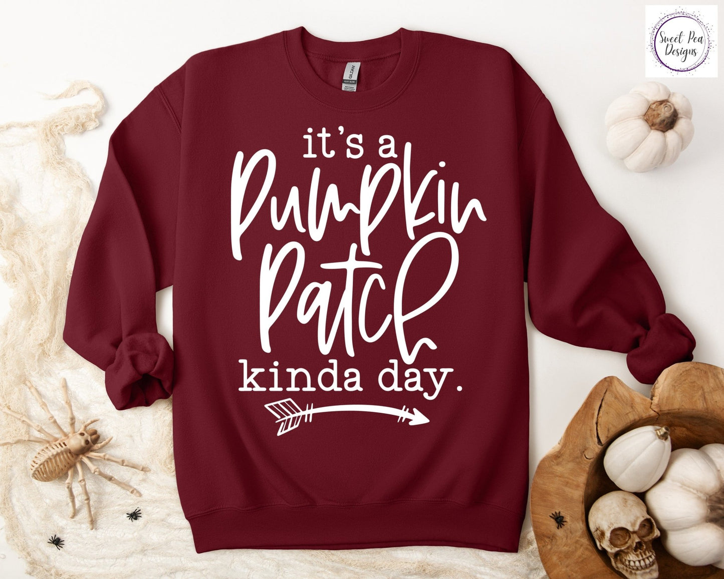 Graphic Cotton Crew Sweatshirt - It's a Pumpkin Patch Kinda Day - Sweet Pea Designs - Gift Shop