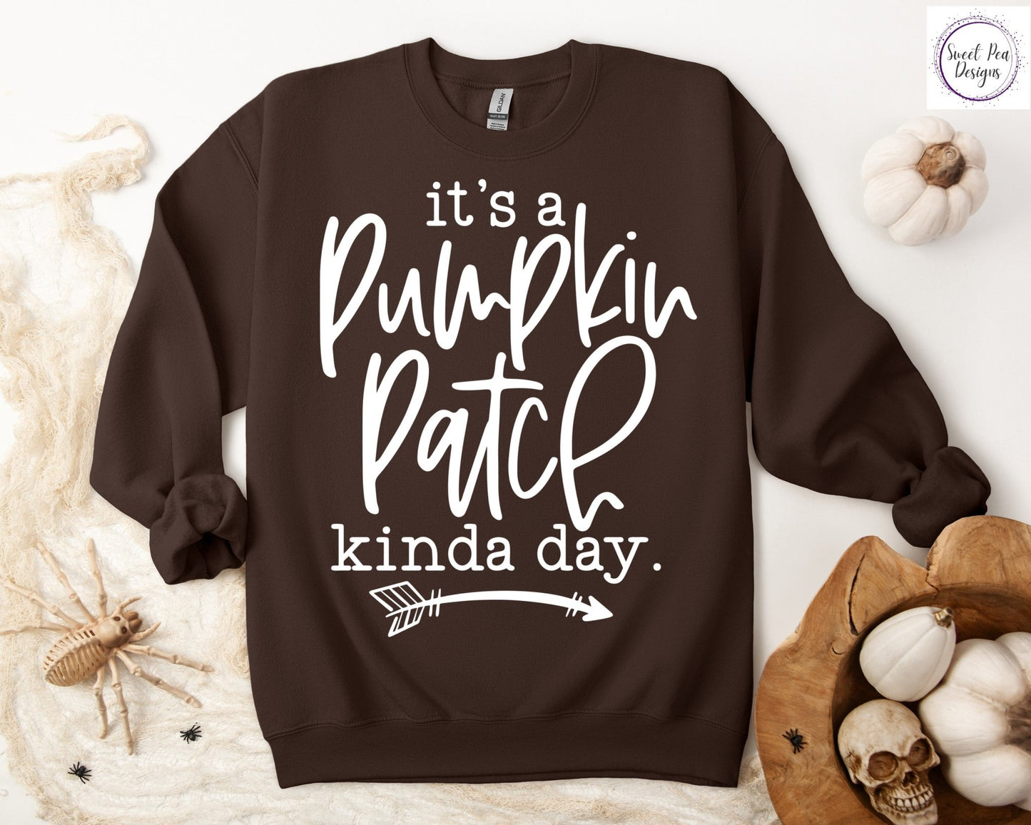 Graphic Cotton Crew Sweatshirt - It's a Pumpkin Patch Kinda Day - Sweet Pea Designs - Gift Shop