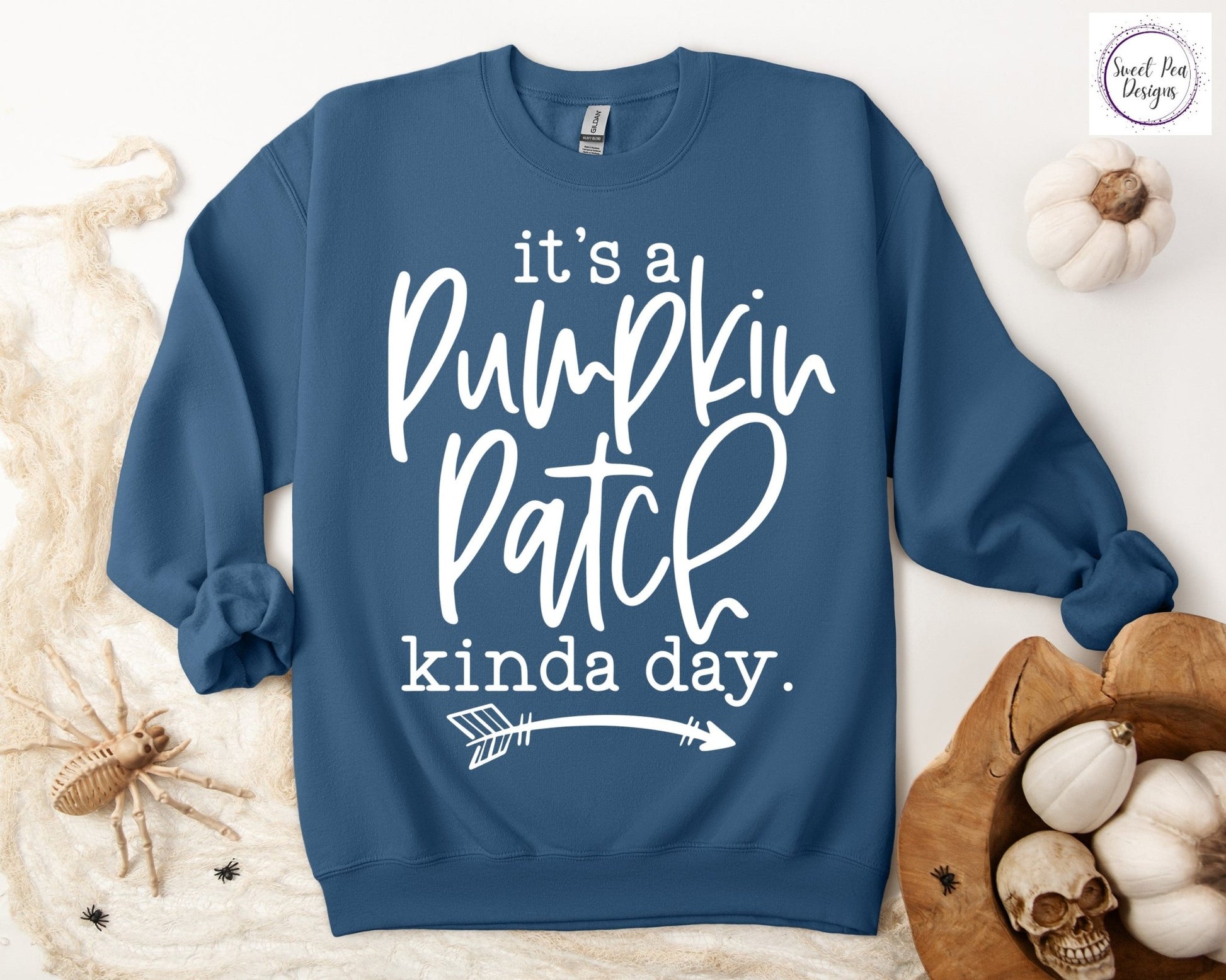 Graphic Cotton Crew Sweatshirt - It's a Pumpkin Patch Kinda Day - Sweet Pea Designs - Gift Shop