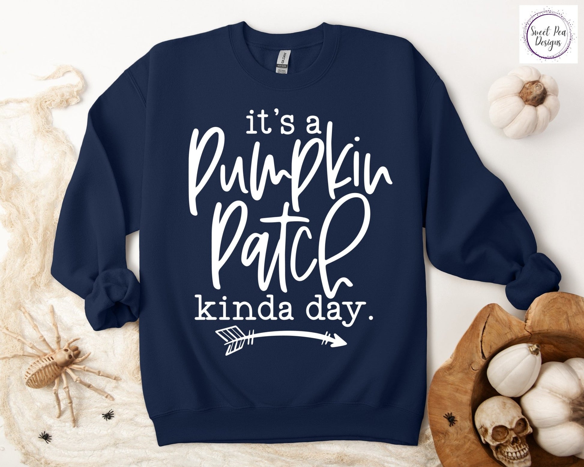 Graphic Cotton Crew Sweatshirt - It's a Pumpkin Patch Kinda Day - Sweet Pea Designs - Gift Shop