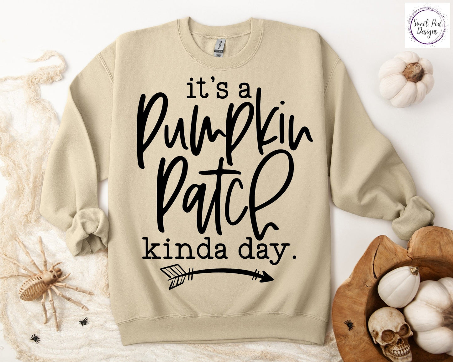 Graphic Cotton Crew Sweatshirt - It's a Pumpkin Patch Kinda Day - Sweet Pea Designs - Gift Shop