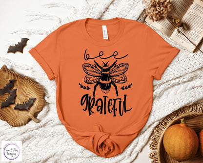 Graphic Ringspun Cotton Short Sleeve Shirt - Fall Bee Grateful - Sweet Pea Designs - Gift Shop