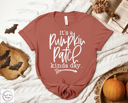 Graphic Ringspun Cotton Short Sleeve Shirt - It's a Pumpkin Patch Kinda Day - Sweet Pea Designs - Gift Shop