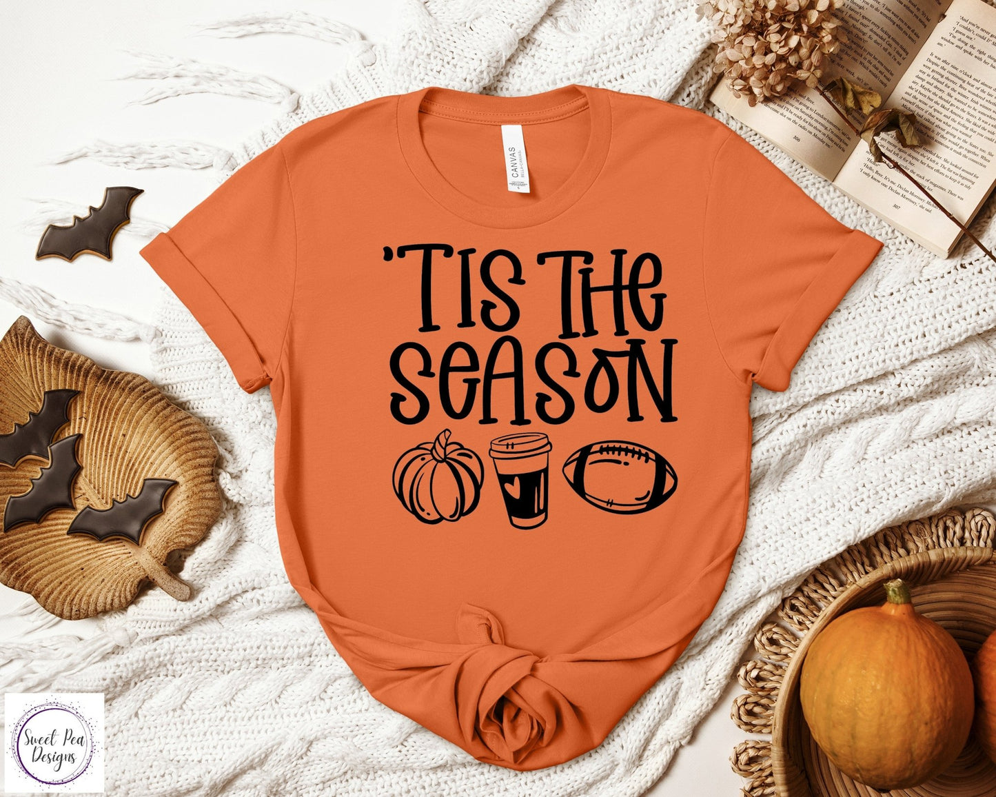 Graphic Ringspun Cotton Short Sleeve Shirt - Tis The Season for Football - Sweet Pea Designs - Gift Shop