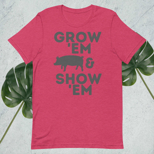 Grow 'Em and Show 'Em Shirt - Pig (Charcoal Print) - Sweet Pea Designs - Gift Shop