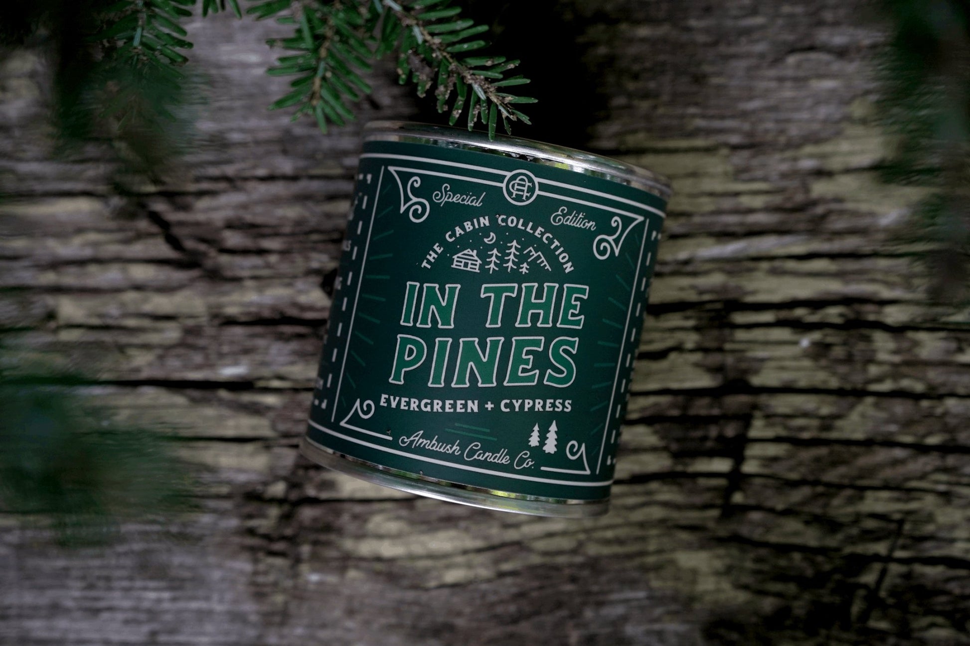 In The Pines | Evergreen + Cypress 8oz Soy Candle - Sweet Pea Designs - Gift Shop