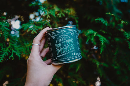 In The Pines | Evergreen + Cypress 8oz Soy Candle - Sweet Pea Designs - Gift Shop