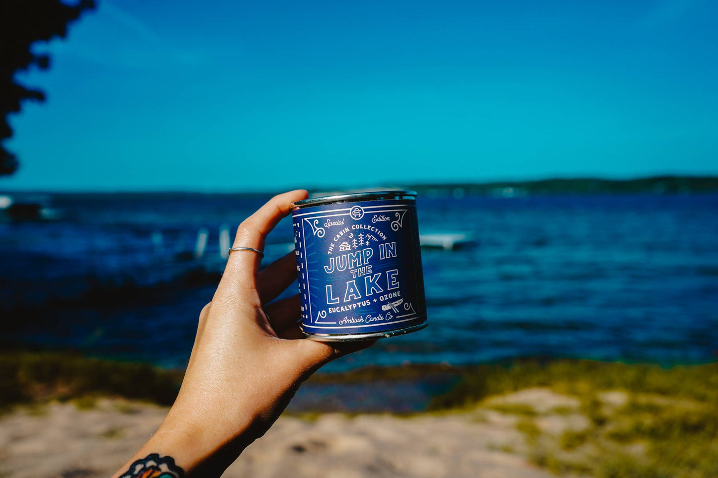 Jump In The Lake | Eucalyptus + Ozone 8oz Soy Candle - Sweet Pea Designs - Gift Shop