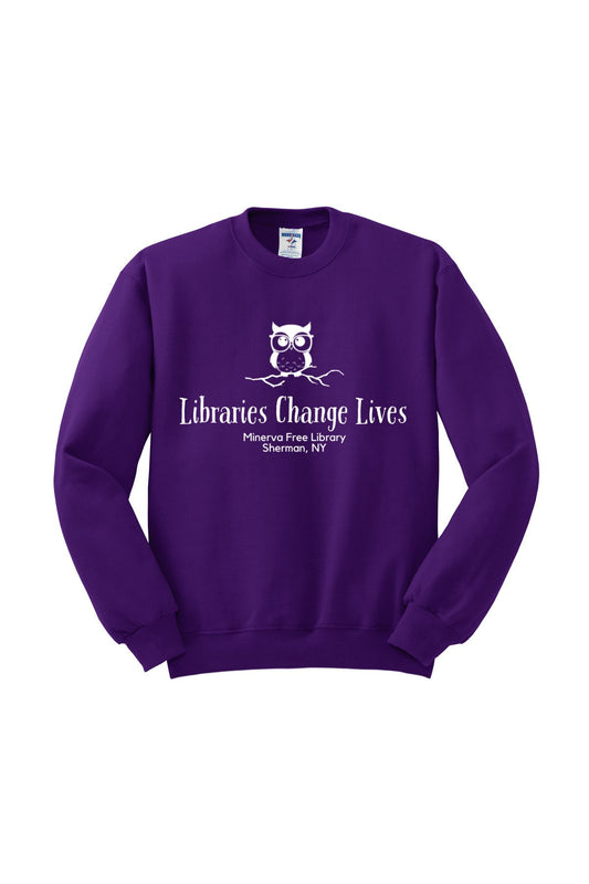 Minerva Free Library Fundraiser Cotton Crew Sweatshirt - Sweet Pea Designs - Gift Shop