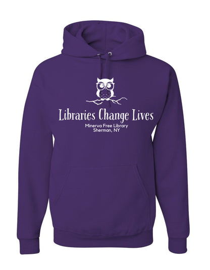 Minerva Free Library Fundraiser Cotton Hooded Sweatshirt - Sweet Pea Designs - Gift Shop