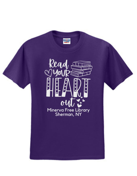 Minerva Free Library Fundraiser Cotton Short Sleeve Shirt - Sweet Pea Designs - Gift Shop