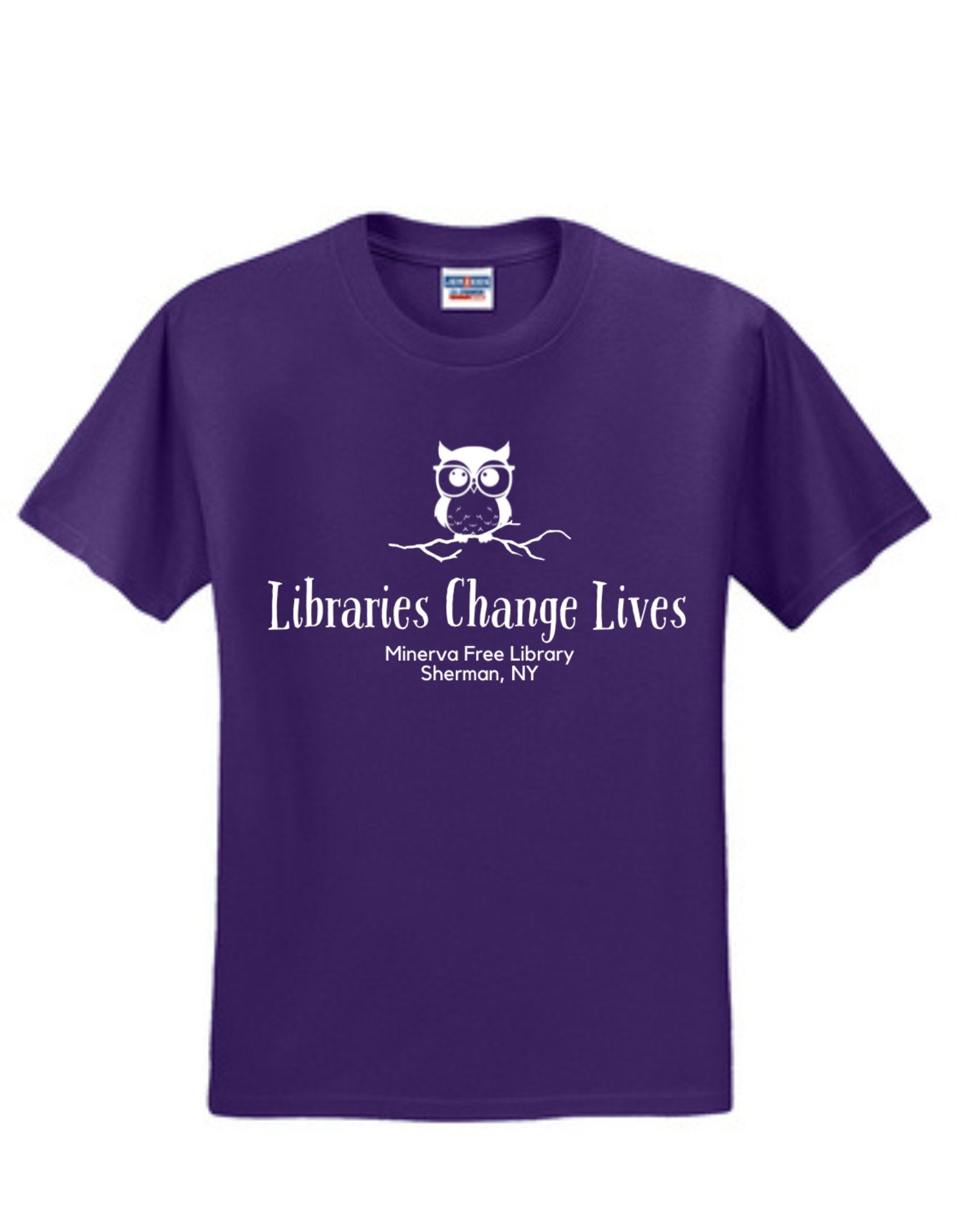 Minerva Free Library Fundraiser Cotton Short Sleeve Shirt - Sweet Pea Designs - Gift Shop
