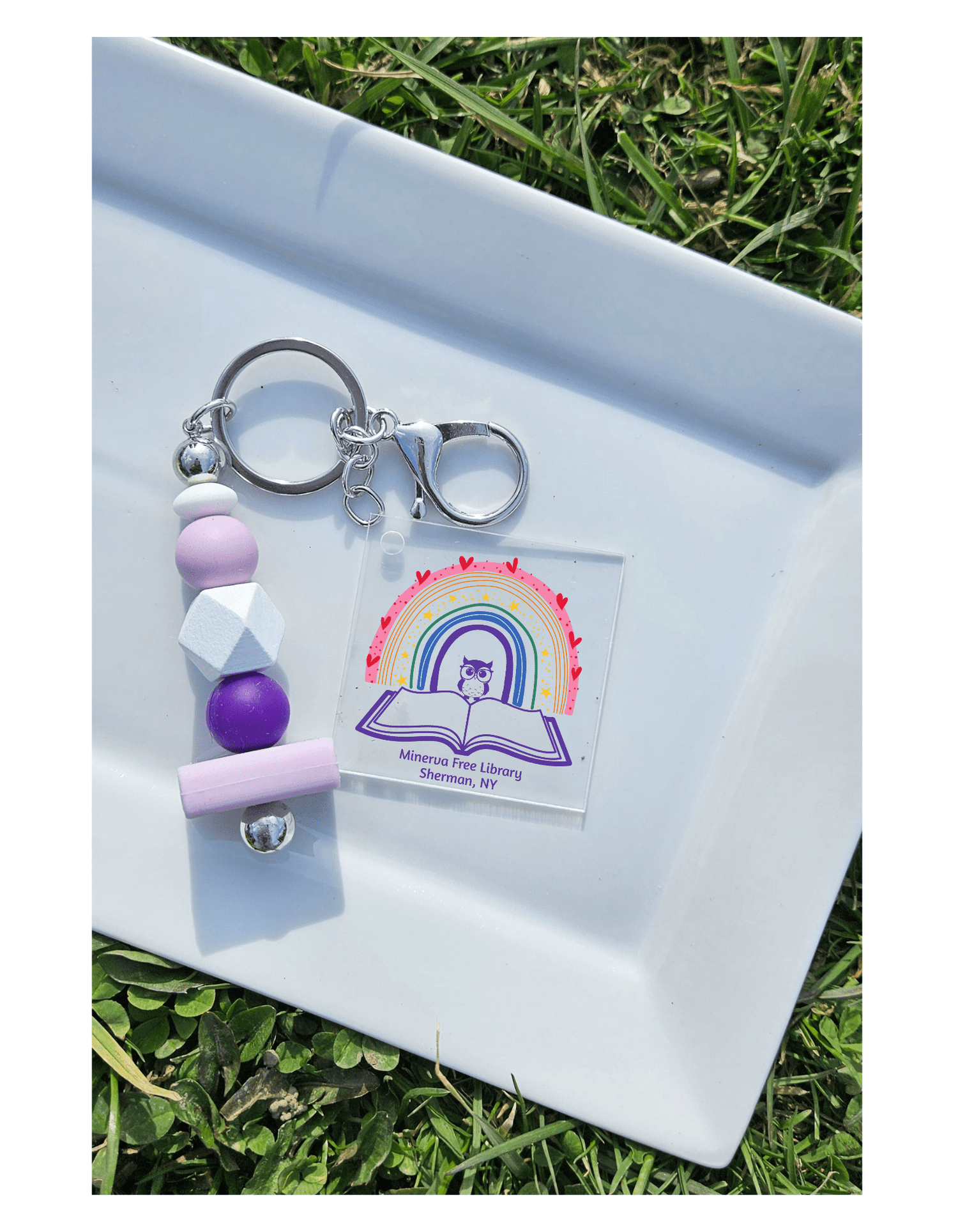 Minerva Free Library Fundraiser Keychain - Sweet Pea Designs - Gift Shop