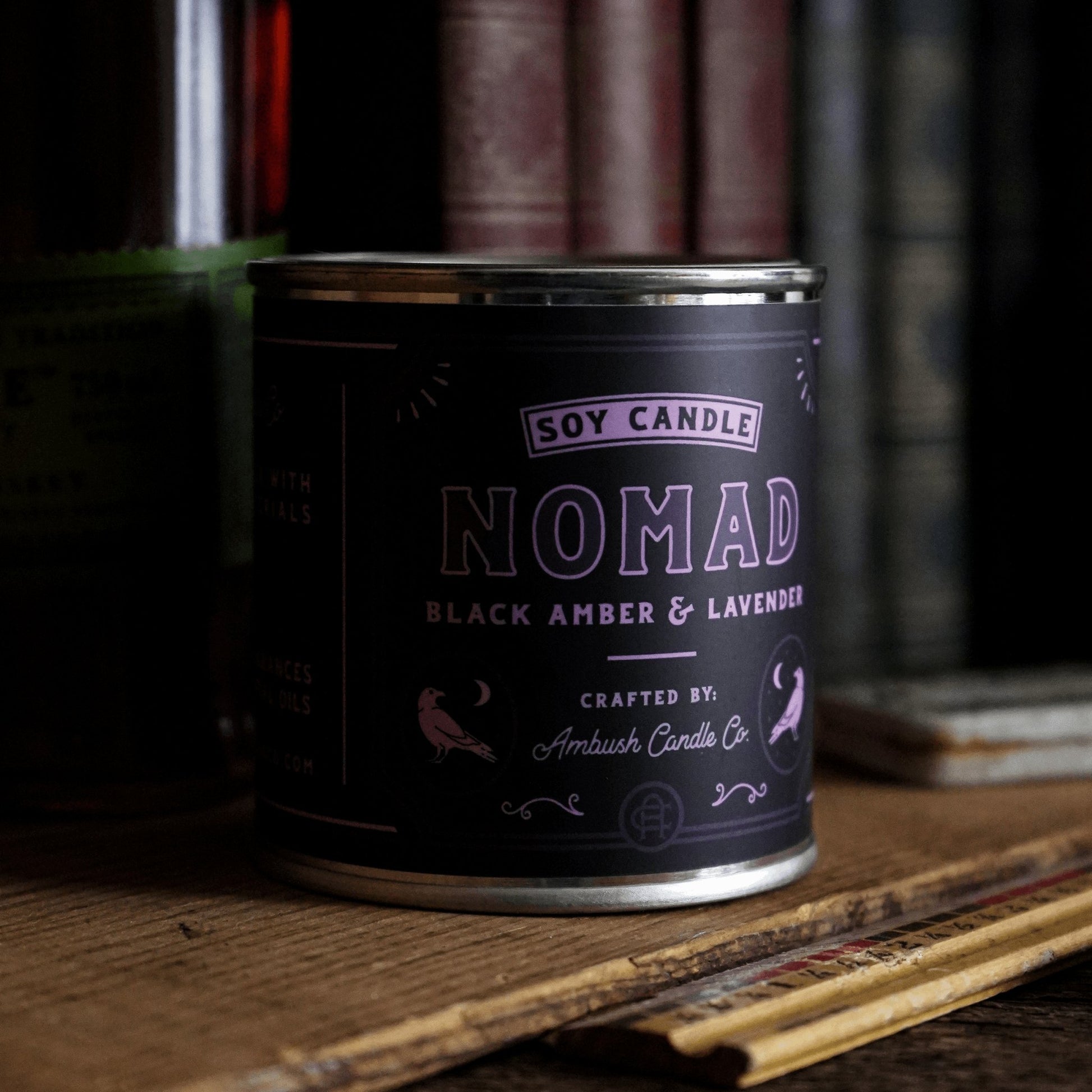 Nomad | Amber + Lavender 8oz Soy Candle - Sweet Pea Designs - Gift Shop