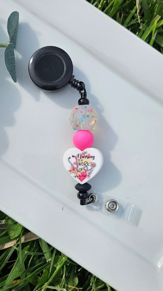 Nursing Silicone Beaded Badge Retractable Reel - Sweet Pea Designs - Gift Shop