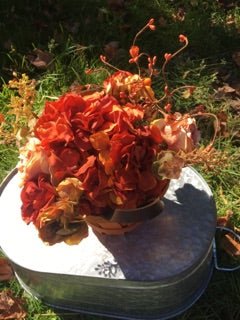 Orange Flower Basket, Fall Decor - Sweet Pea Designs - Gift Shop