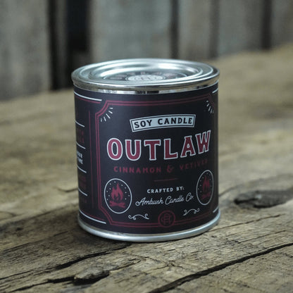 Outlaw | Cinnamon + Vetiver 8oz Soy Candle - Sweet Pea Designs - Gift Shop