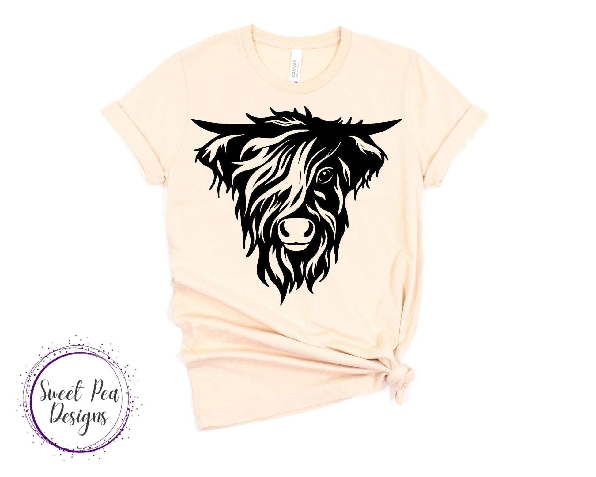 Ringspun Cotton Short Sleeve Shirt - Highland Cow - Sweet Pea Designs - Gift Shop