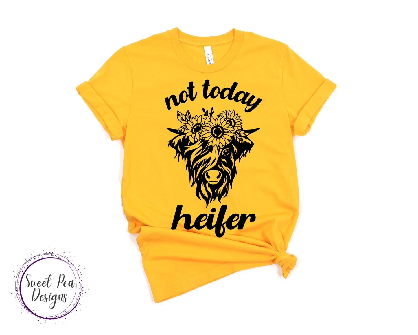 Ringspun Cotton Short Sleeve Shirt - Not Today Heifer (Sunflower) - Sweet Pea Designs - Gift Shop