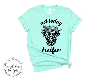 Ringspun Cotton Short Sleeve Shirt - Not Today Heifer (Sunflower) - Sweet Pea Designs - Gift Shop