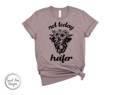 Ringspun Cotton Short Sleeve Shirt - Not Today Heifer (Sunflower) - Sweet Pea Designs - Gift Shop