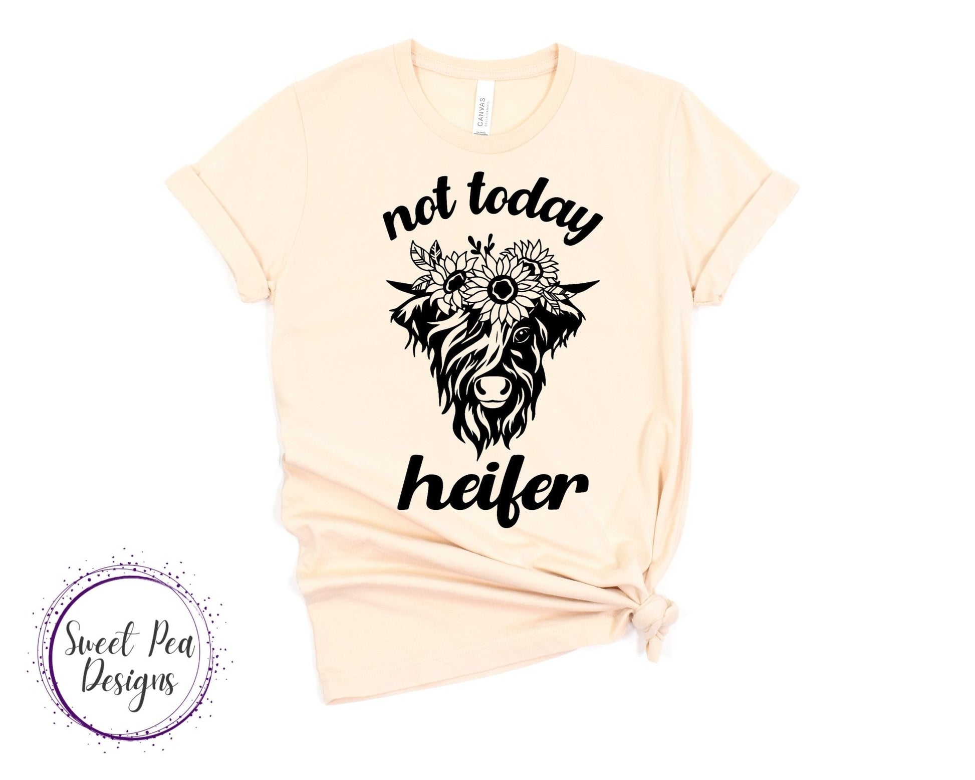 Ringspun Cotton Short Sleeve Shirt - Not Today Heifer (Sunflower) - Sweet Pea Designs - Gift Shop