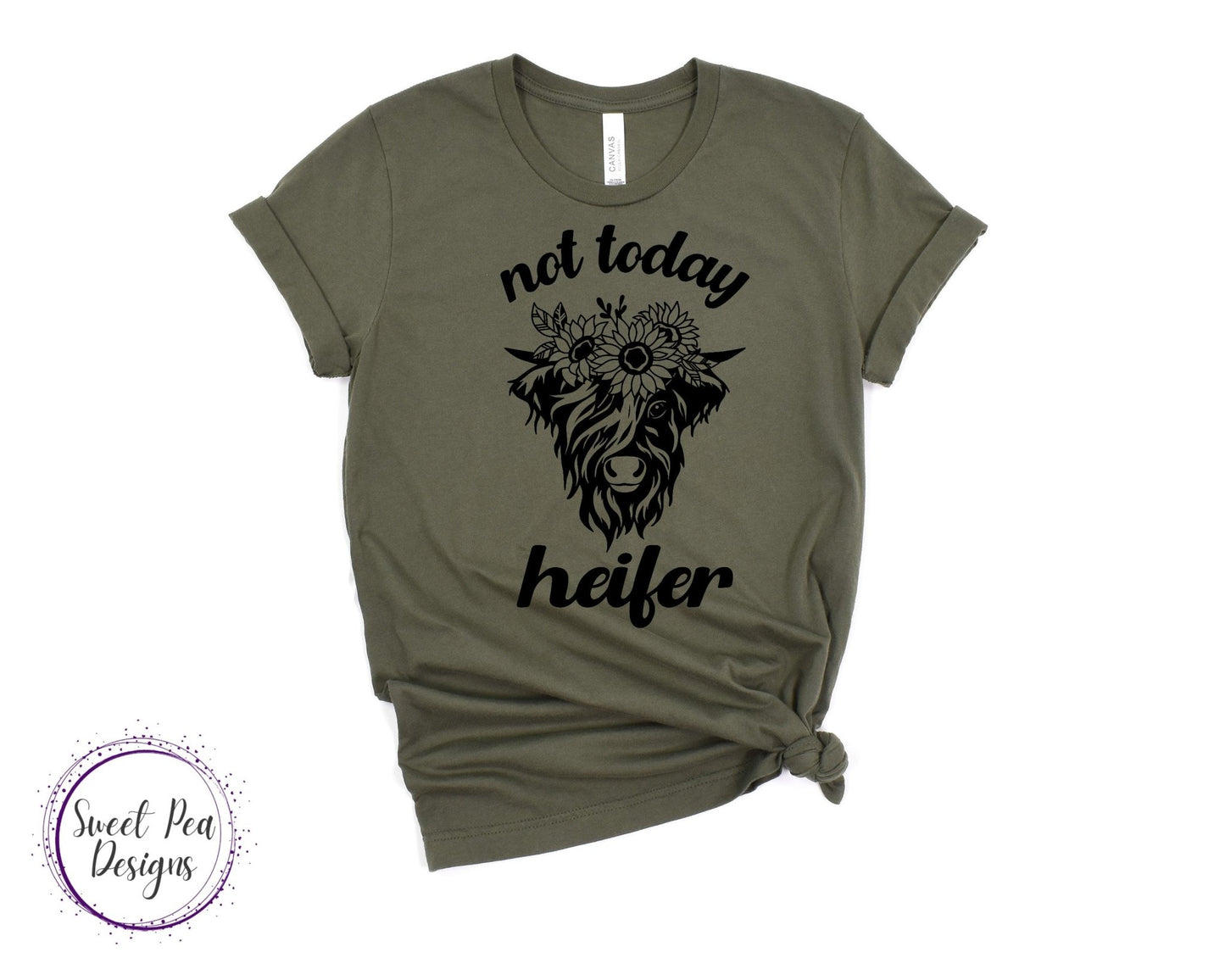 Ringspun Cotton Short Sleeve Shirt - Not Today Heifer (Sunflower) - Sweet Pea Designs - Gift Shop