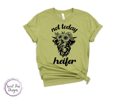 Ringspun Cotton Short Sleeve Shirt - Not Today Heifer (Sunflower) - Sweet Pea Designs - Gift Shop